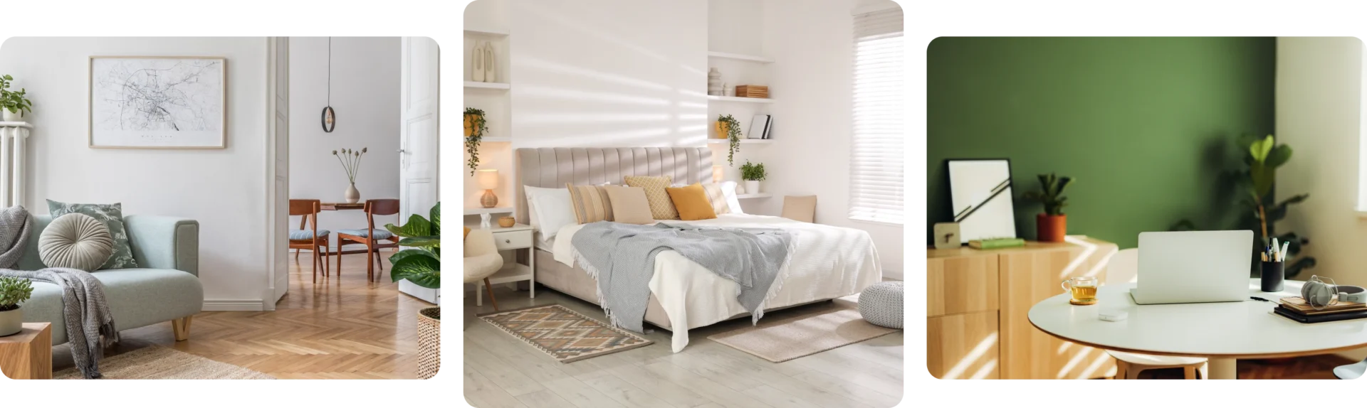 Modern living room and bedroom interiors